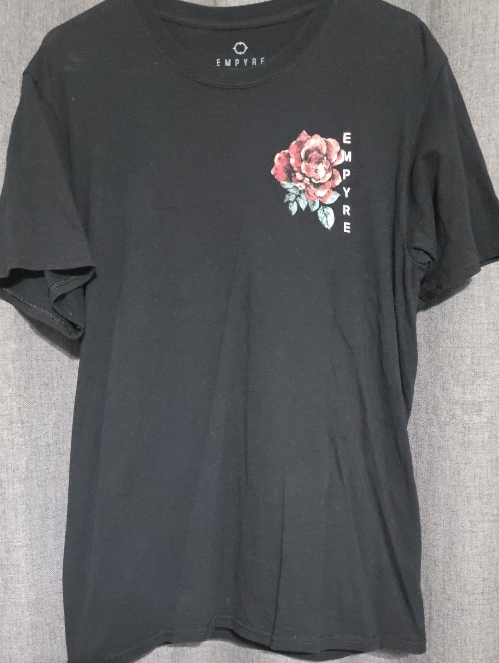 Empyre Black Tee with Rose Chest Graphic